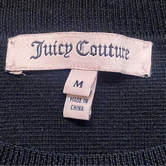 Juicy Couture Black Panel Stretchy Form Fitting Wool Sweater Dress sz Medium - Picture 3 of 3